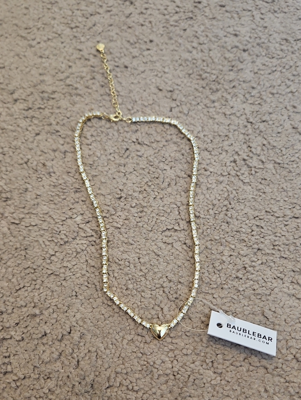 NWT BaubleBar Gold Heart Tennis Necklace - Gold